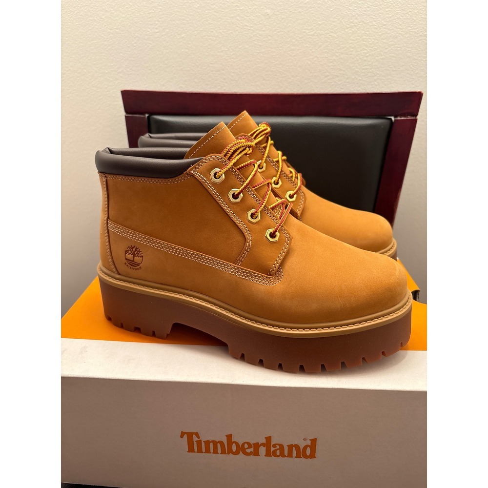 New Timberland Stone Street Mid Waterproof Chukka Wheat Nubuck Boots Women 8 - Picture 3 of 6